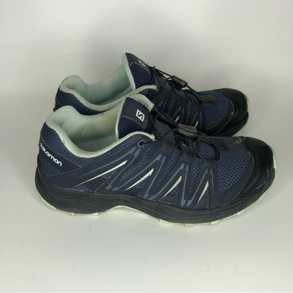 salomon hiking shoes women size 6.5 blue color walking comfort